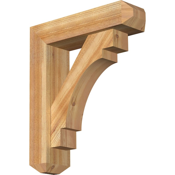 Ekena Millwork Merced Craftsman Rough Sawn Bracket w/ Offset Brace, Western Red Cedar, 6"W x 22"D x 26"H BKT0604X22X26MRC04RWR - main